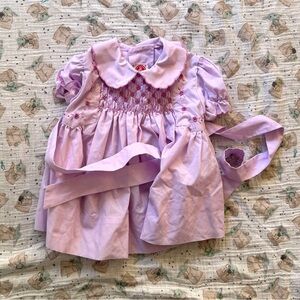 Popsicle | Vintage Lavender Smocked Peter Pan Collar Girls' Dress